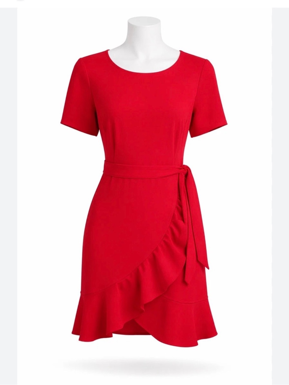 Calvin Klein Red Ruffle Wrap-Style Mini Dress
